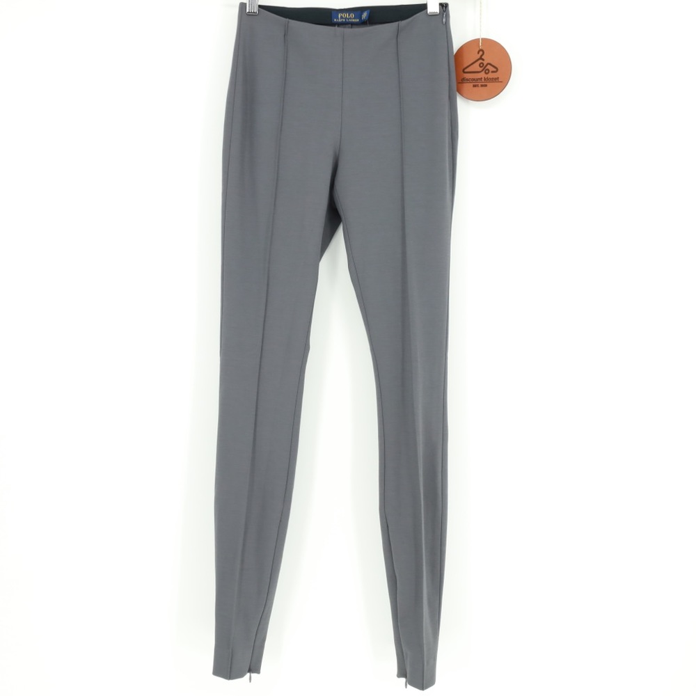Polo Ralph Lauren Stretch Ponte Zip Ankle Pants XS Combat Grey Pintucks NWT $125